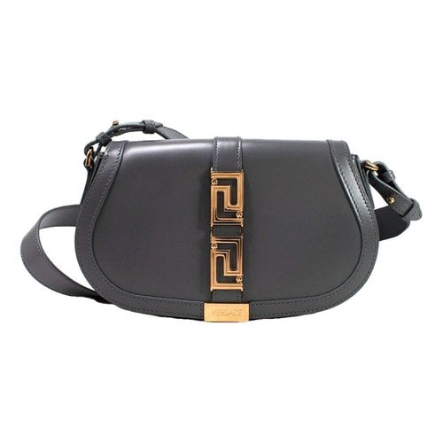 Pre-owned Versace Leather Crossbody Bag In Grey