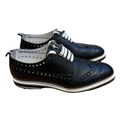 Pre-owned Loriblu Leather Lace Ups In Navy