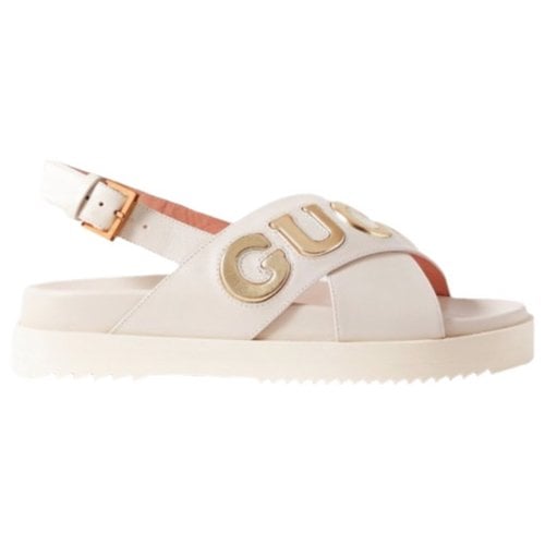 Pre-owned Gucci Leather Sandal In White