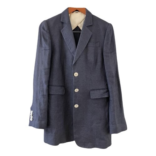 Pre-owned Kiton Linen Blazer In Blue