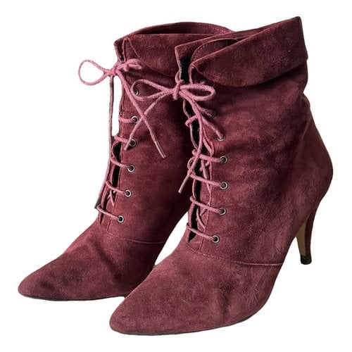 Pre-owned Ganni Boots In Burgundy