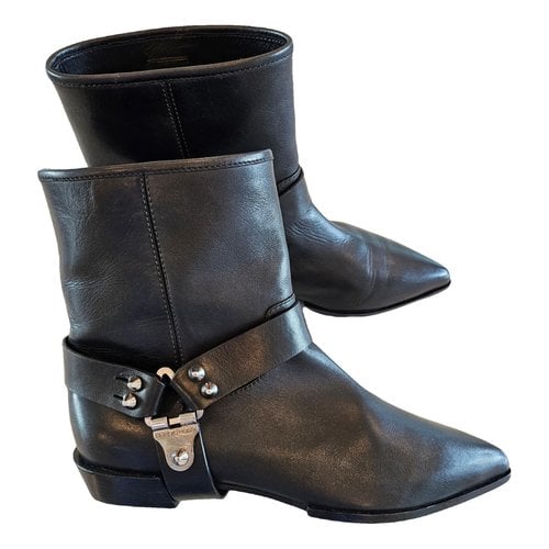 Pre-owned Sergio Rossi Leather Western Boots In Black