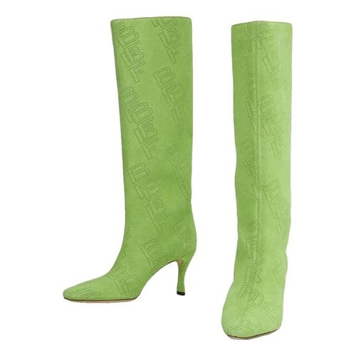 Pre-owned By Far Leather Boots In Green