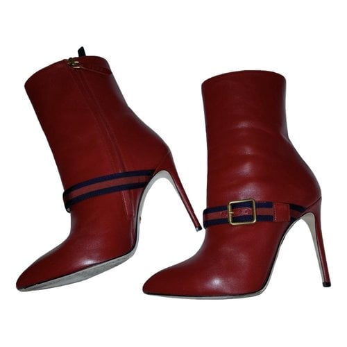 Pre-owned Gucci Leather Boots In Red