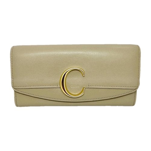 Pre-owned Chloé C Leather Wallet In Beige