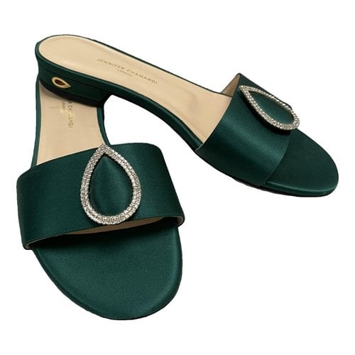 Pre-owned Jennifer Chamandi Cloth Sandal In Green