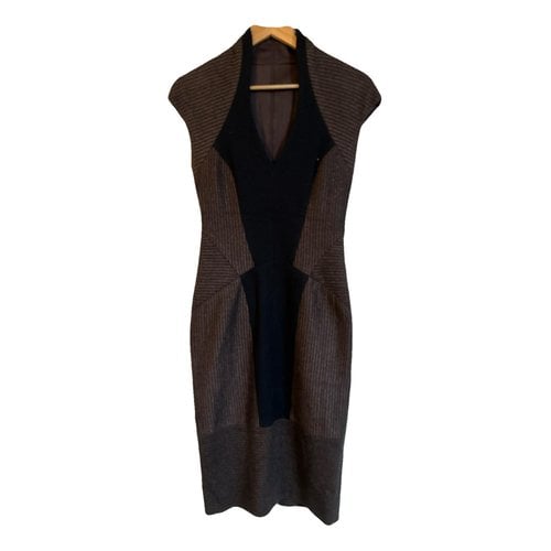 Pre-owned Amanda Wakeley Wool Mid-length Dress In Brown