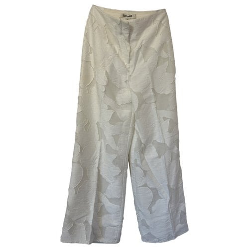 Pre-owned Diane Von Furstenberg Large Pants In White