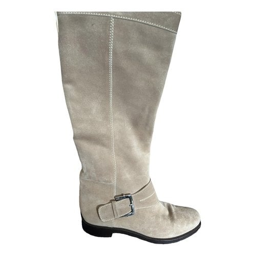 Pre-owned Sergio Rossi Western Boots In Beige