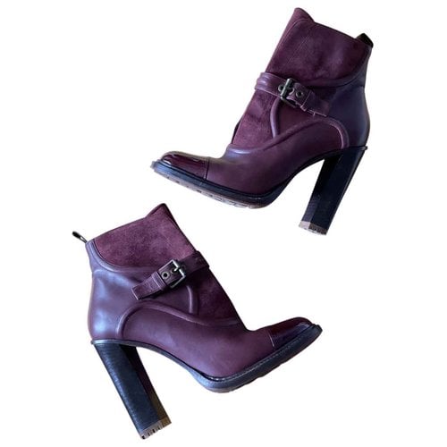 Pre-owned Etro Leather Boots In Burgundy