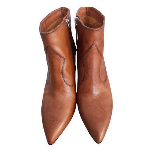 Pre-owned Buttero Leather Biker Boots In Camel