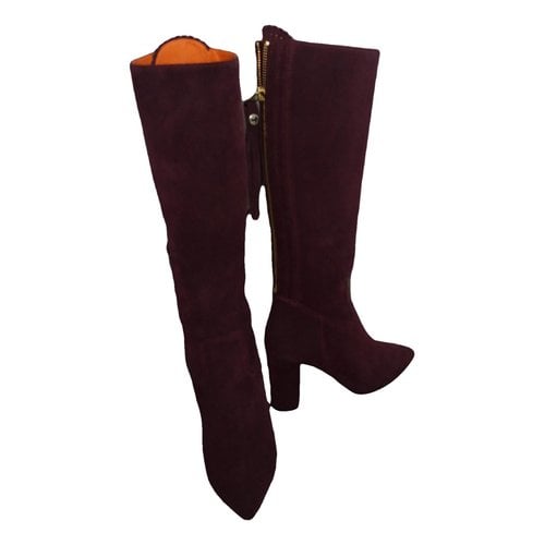 Pre-owned Fairfax & Favor Boots In Burgundy