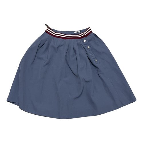 Pre-owned Miu Miu Wool Mini Skirt In Blue