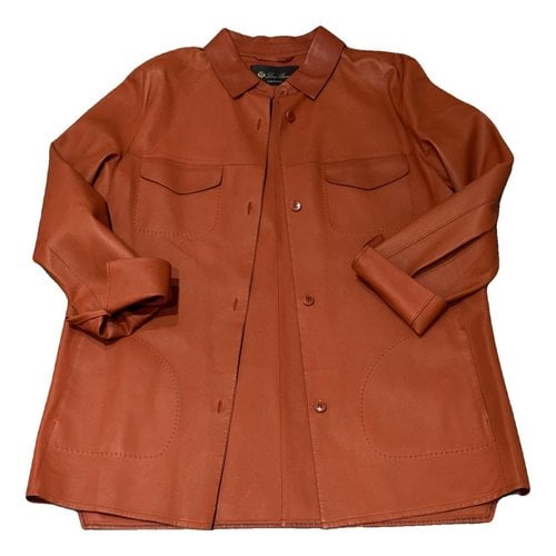 Pre-owned Loro Piana Leather Coat In Orange
