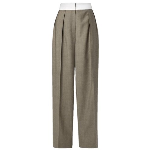 Pre-owned The Row Wool Straight Pants In Khaki