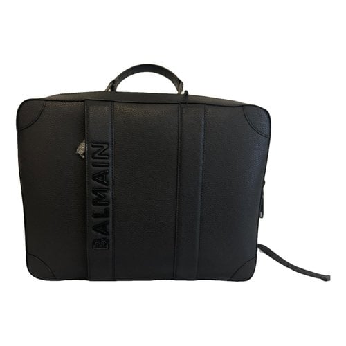 Pre-owned Balmain Leather Travel Bag In Black
