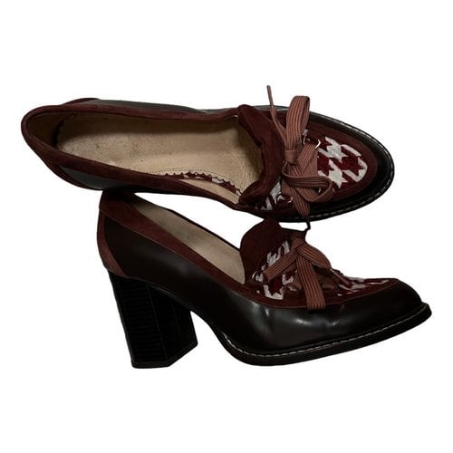 Pre-owned Mellow Yellow Leather Heels In Burgundy