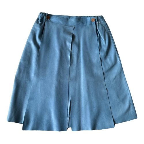 Pre-owned Fendi Leather Mid-length Skirt In Blue