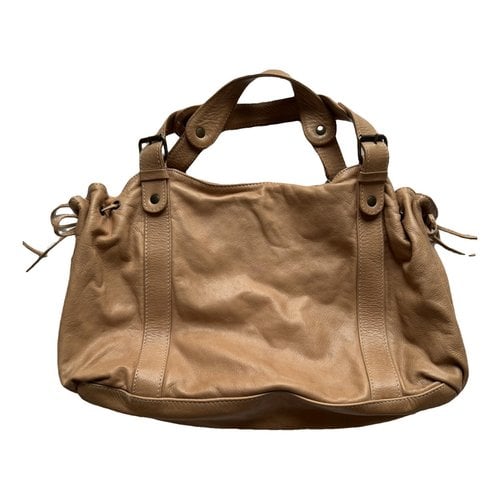 Pre-owned Gerard Darel 24h Leather Handbag In Beige