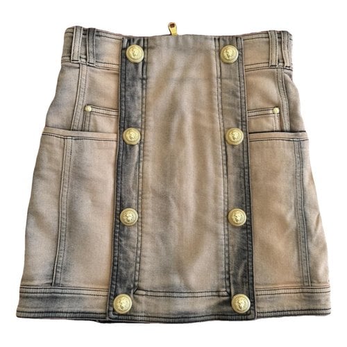 Pre-owned Balmain Mini Skirt In Brown