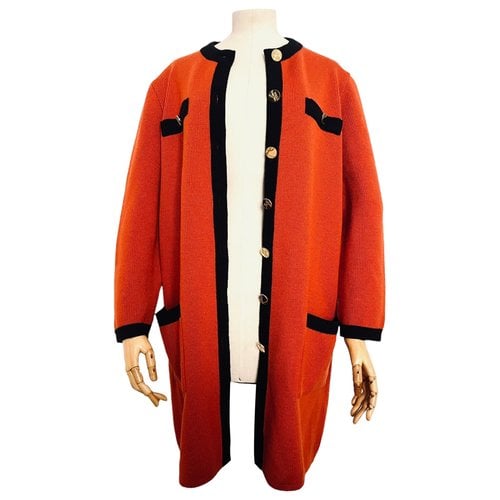 Pre-owned Saint Laurent Wool Cardi Coat In Orange