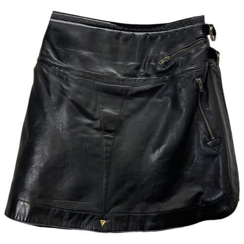 Pre-owned Claude Montana Leather Mid-length Skirt In Black