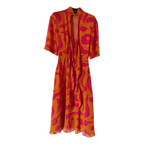 Pre-owned Off-white Silk Mid-length Dress In Orange