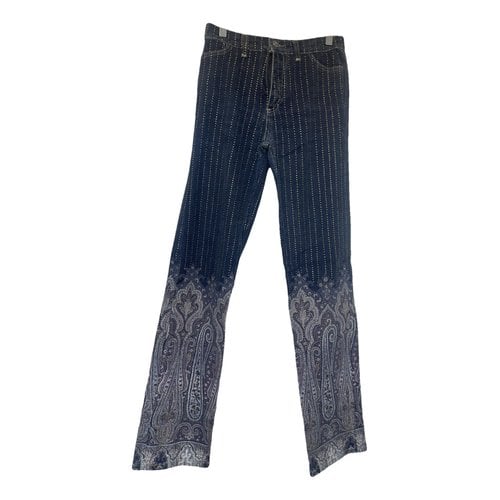 Pre-owned Roberto Cavalli Straight Pants In Blue