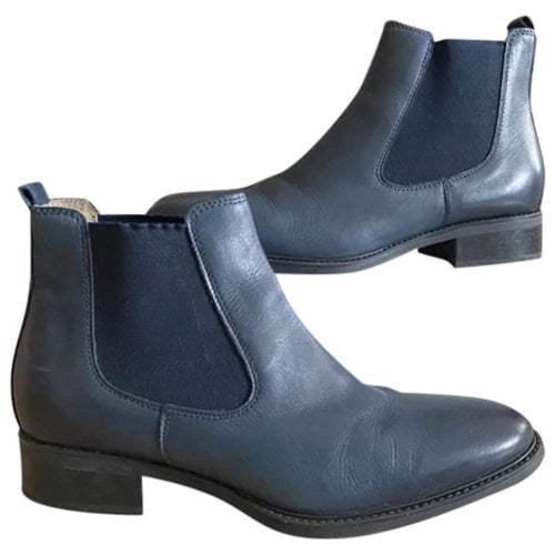 Pre-owned A. Testoni' Leather Riding Boots In Blue