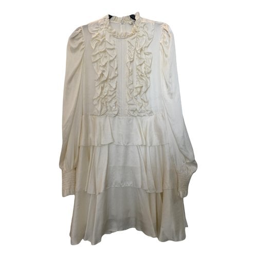 Pre-owned Manoush Silk Mini Dress In Ecru