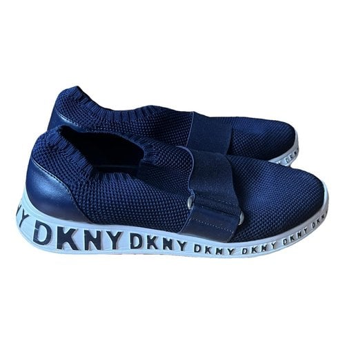 Pre-owned Dkny Cloth Trainers In Navy