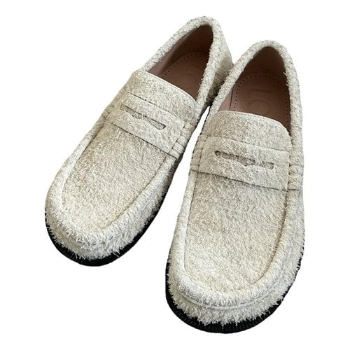Pre-owned Loewe Leather Mules & Clogs In White
