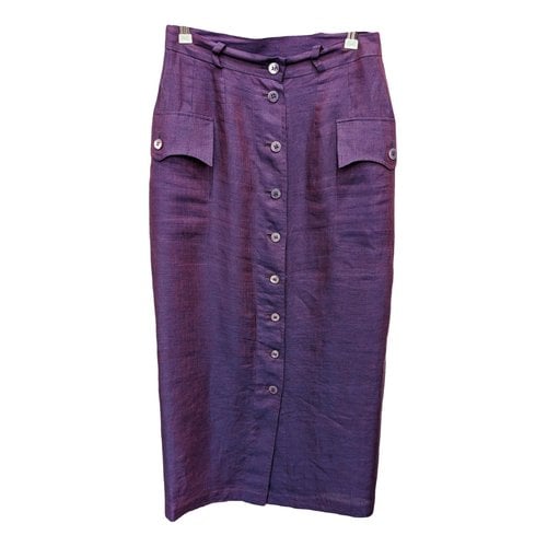 Pre-owned Saint Laurent Linen Mid-length Skirt In Purple