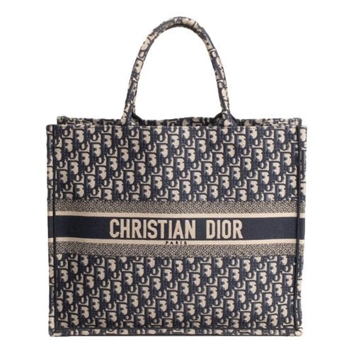 Pre-owned Dior Book Tote Cloth Bag In Blue