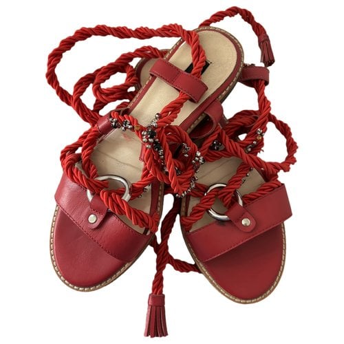Pre-owned Pinko Leather Sandal In Red
