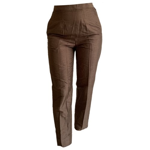 Pre-owned Alberto Biani Silk Carot Pants In Brown