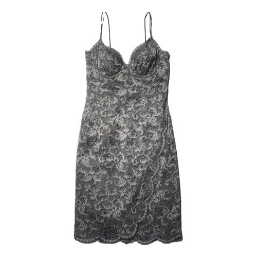 Pre-owned Donna Karan Lace Mid-length Dress In Silver
