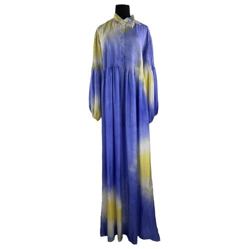 Pre-owned Blumarine Silk Maxi Dress In Multicolour