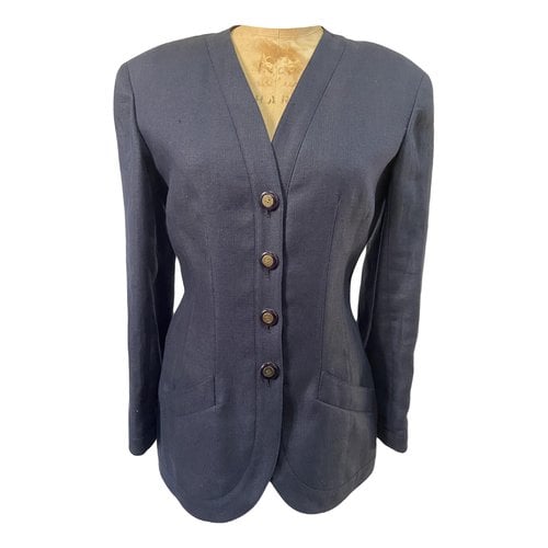 Pre-owned Valentino Linen Short Vest In Blue