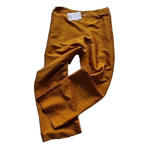 Pre-owned Luisa Spagnoli Silk Large Pants In Gold