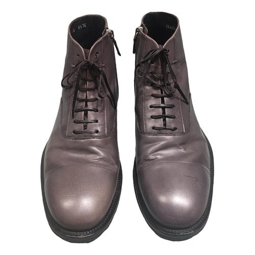 Pre-owned Ferragamo Leather Boots In Grey
