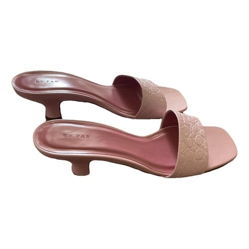 Pre-owned By Far Leather Mules In Pink