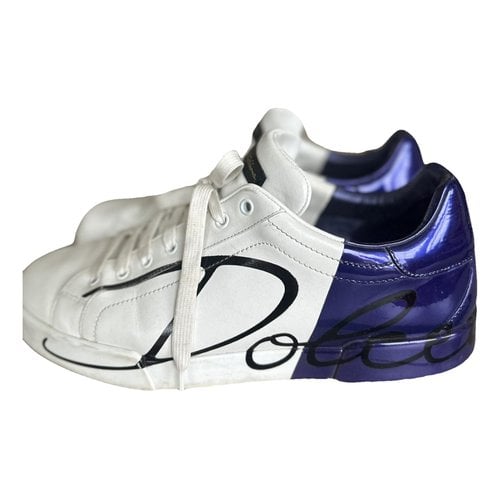 Pre-owned Dolce & Gabbana Leather Low Trainers In Purple
