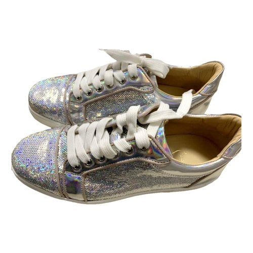 Pre-owned Christian Louboutin Glitter Trainers In Silver