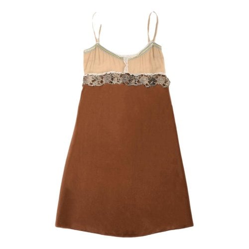 Pre-owned Miu Miu Velvet Mini Dress In Brown