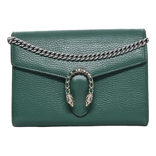 Pre-owned Gucci Dionysus Leather Crossbody Bag In Green