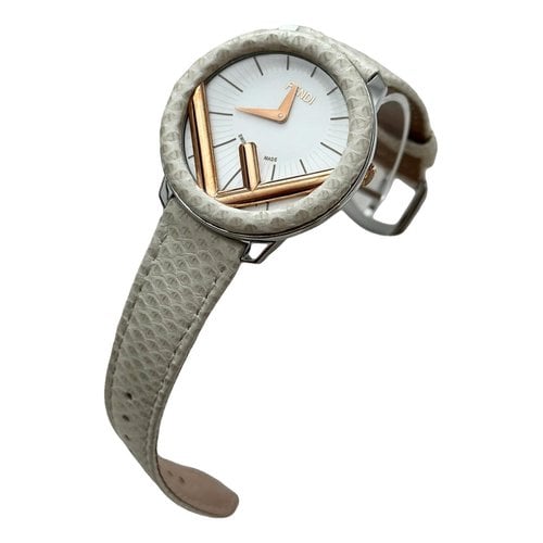 Pre-owned Fendi Pink Gold Watch In White