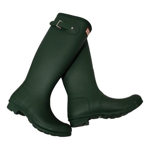 Pre-owned Hunter Cloth Boots In Green