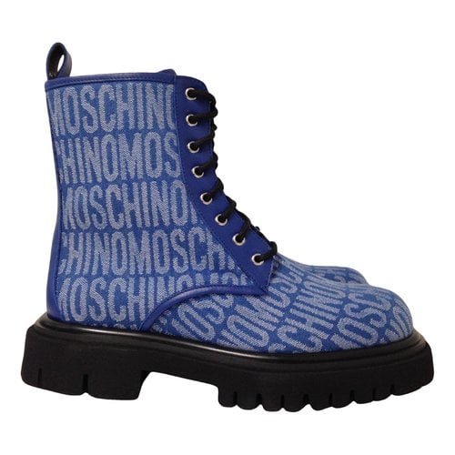 Pre-owned Moschino Cloth Boots In Blue