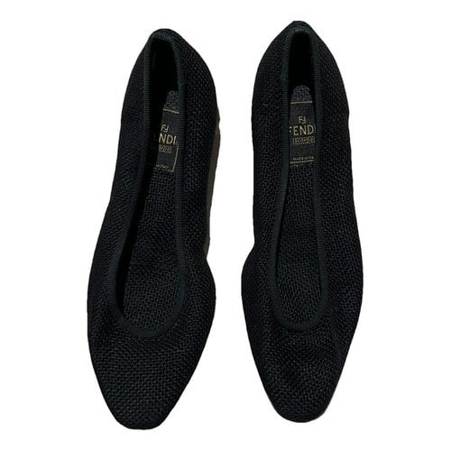 Pre-owned Fendi Cloth Ballet Flats In Black